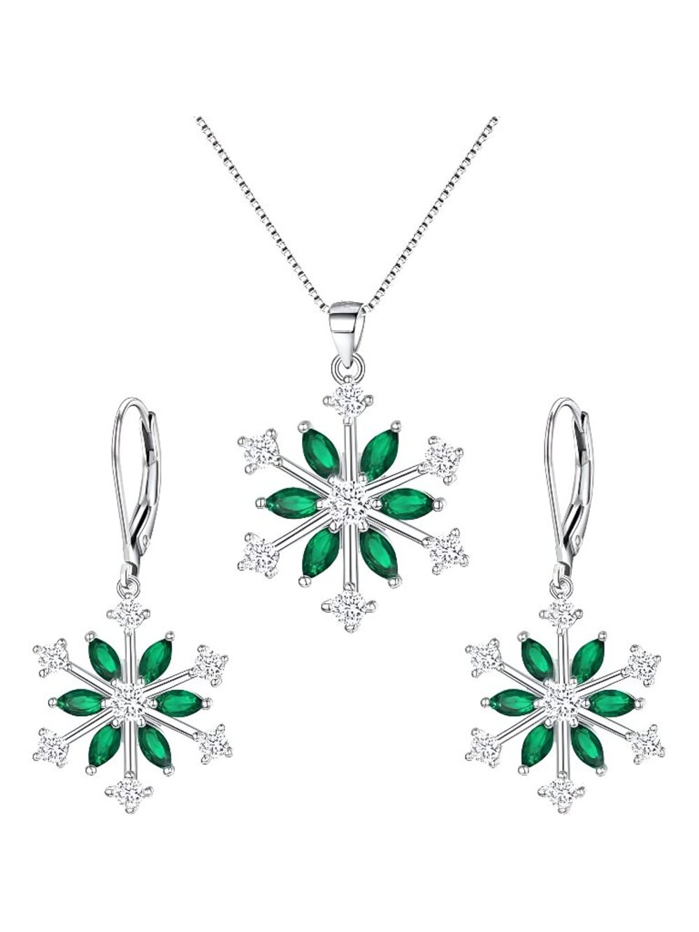 EVER FAITH Snowflake Jewerly Sets Sterling Silver Winter Accessory Sparkle